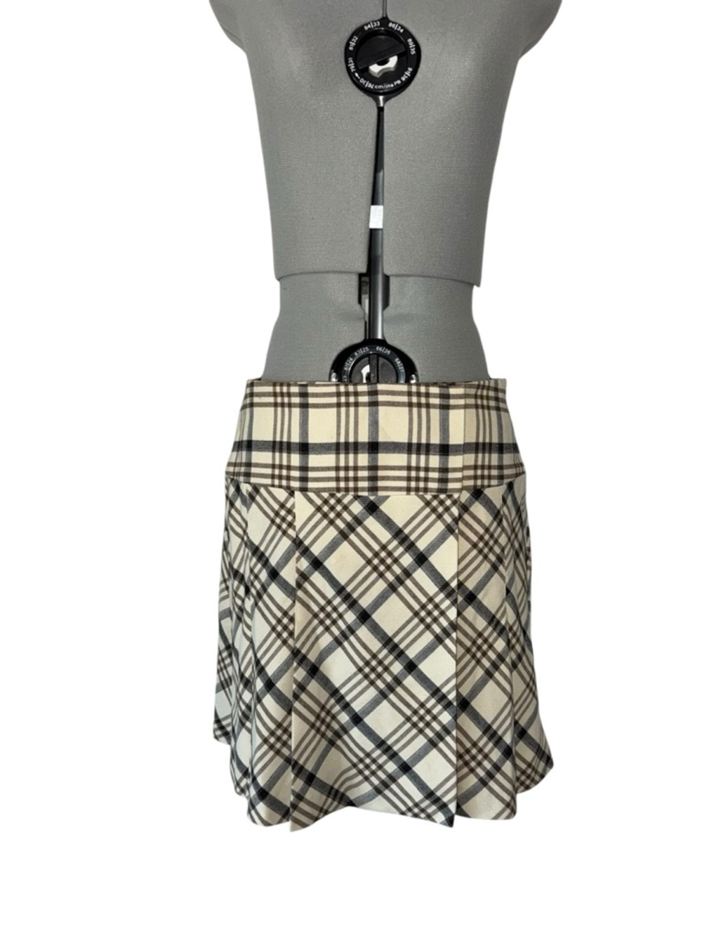 Beige Plaid Pleated A-Line Women’s Skirt